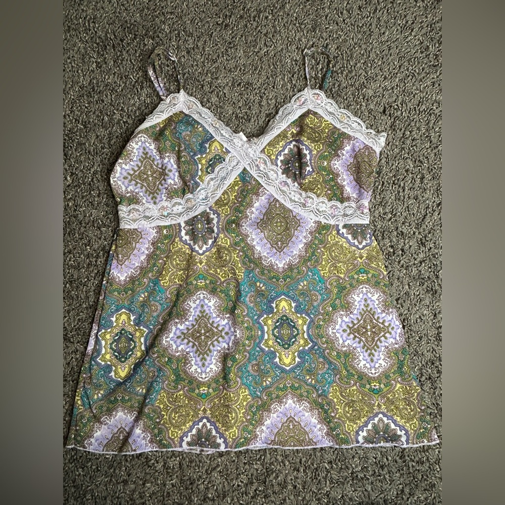Xhilaration Green and Purple Paisley Dress